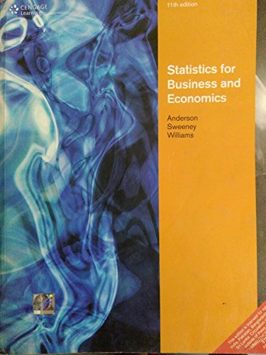9788131517055: Statistics for Business and Economics, 11th Edition, Paperback International Edition, Anderson/Sweeney/Williams