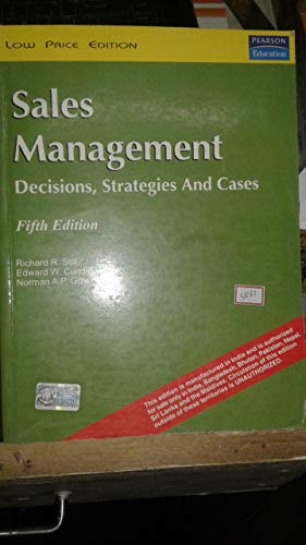 Imagen de archivo de Sales Management a la venta por Majestic Books