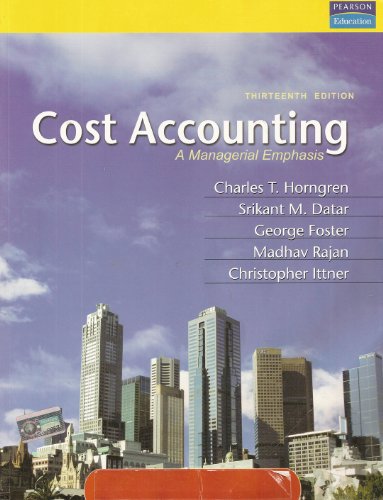 Immagine dell'editore per Cost Accounting: A Managerial Emphasis (13th Edition) venduto da dsmbooks