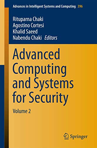 Stock image for Advanced Computing and Systems for Security. for sale by Gast & Hoyer GmbH