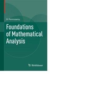 Stock image for Foundations Of Mathematical Analysis for sale by Books in my Basket