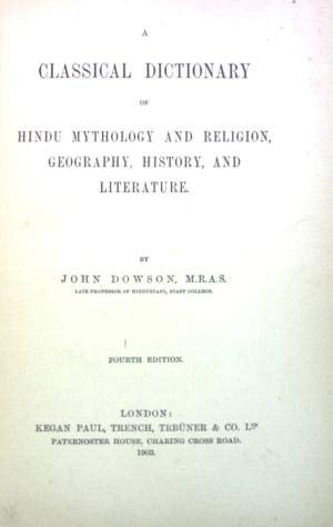 Beispielbild fr CLASSICAL DICTIONARY OF HINDU MYTHOLOGY AND RELIGION [Paperback] JOHN DOWSON zum Verkauf von medimops