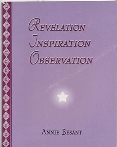Beispielbild fr Revelation, Inspiration, Observation zum Verkauf von Books Puddle