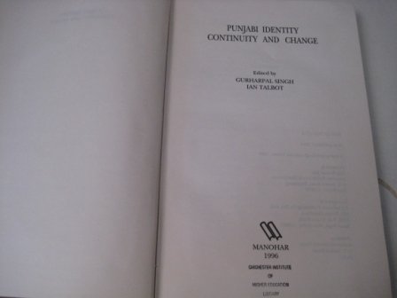 Beispielbild fr Punjabi Identity: Continuity and Change zum Verkauf von Wonder Book