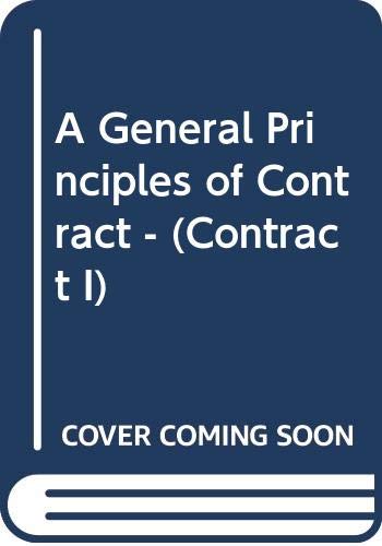 9788173816970: A General Principles of Contract - (Contract I)