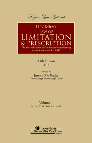 9788180386770: Tagore Law Lectures U. N. Mitra's Law of Limitation and Prescription