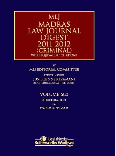 9788180388170: MLJ’S MADRAS LAW JOURNAL DIGEST 2011-2012 (CRIMINAL) WITH EQUIVALENT CITATIONS; VOLUME 6 (2)