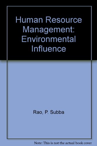 Human Resource Management: Environmental Influence (9788185076591) by Rao, P. Subba