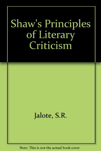 9788185193014: Shaw's Principles of Literary Criticism