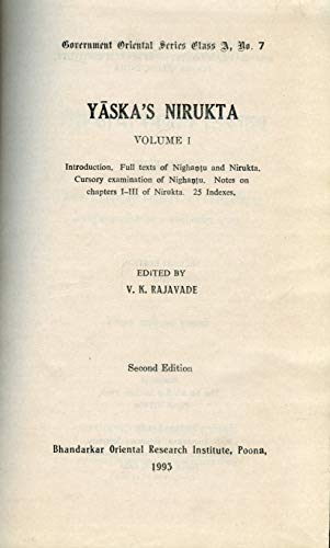 9788194182078: Yaskas Nirukta Volume I