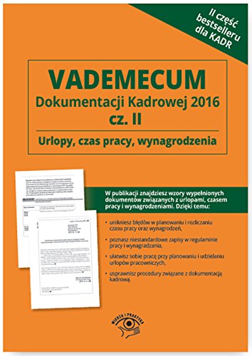 Beispielbild fr Vademecum Dokumentacji Kadrowej 2016 Czesc 2 zum Verkauf von Buchpark