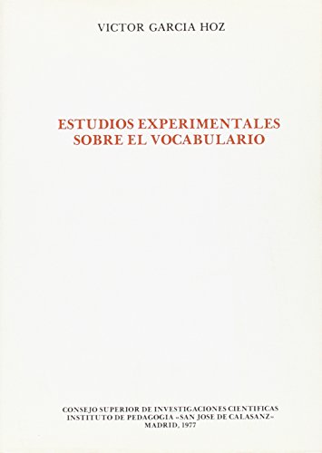 9788400037123: Estudios experimentales sobre el vocabulario