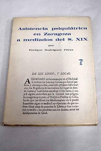 Imagen de archivo de La asistencia psiqui trica en Zaragoza a mediados del siglo XIX a la venta por dsmbooks