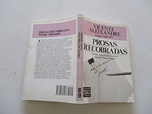 Prosas Recobradas (9788401381133) by Aleixandre, Vicente