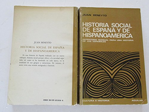 Beispielbild fr Historia social de Espaa y de Hispanoamerica zum Verkauf von Librera 7 Colores