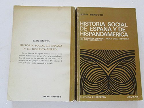 Imagen de archivo de Historia social de Espaa y de Hispanoamerica a la venta por Librera 7 Colores