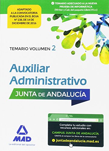 Beispielbild fr AUXILIAR ADMINISTRATIVO DE LA JUNTA DE ANDALUCA. TEMARIO VOLUMEN 2 zum Verkauf von Zilis Select Books