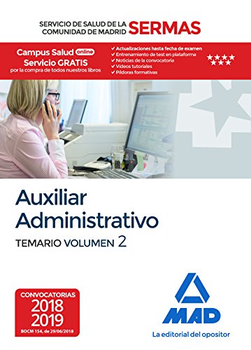 Imagen de archivo de Auxiliar Administrativo del Servicio de Salud de la Comunidad de Madrid. Temario Volumen 2 a la venta por Iridium_Books