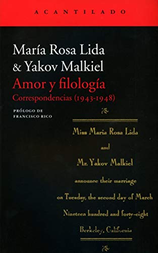 Beispielbild fr Amor y filologa : correspondencias, 1943-1948 zum Verkauf von WorldofBooks