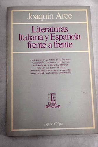 Imagen de archivo de Literaturas italiana y espaola frente a frente a la venta por Ub Libros