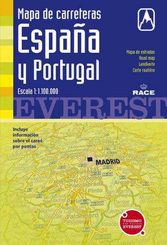 Imagen de archivo de MAPA DE CARRETERAS ESPAA Y PORTUGAL (RACE), ESCALA 1:1.100.000 a la venta por Iridium_Books