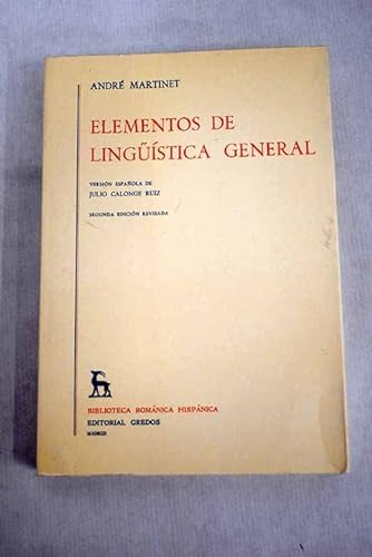Stock image for Elementos de lingustica general for sale by Libros del cuervo