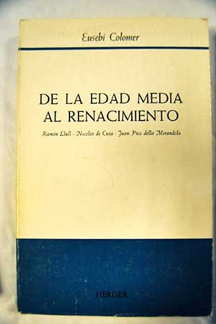 9788425409653: De la edad media al renacimiento