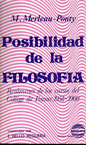 9788427703629: Posibilidad de la filosofa: resmenes de los Cursos del College de France 1952-1960