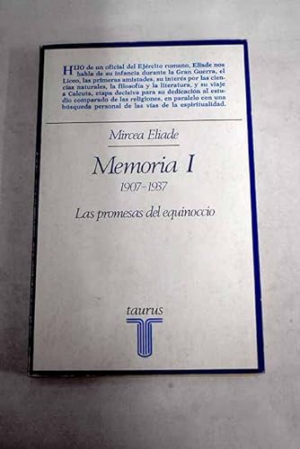 Stock image for MEMORIA I 1907-1937. Las promesas del equinoccio. for sale by Librera Races
