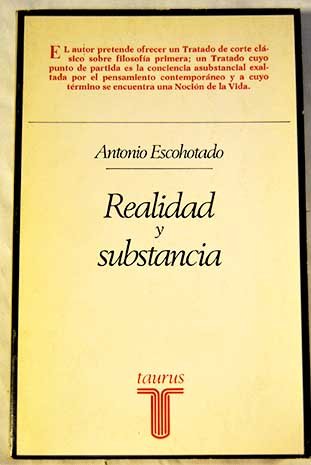Imagen de archivo de Realidad y substancia (Ensayistas) (Spanish Edition) a la venta por Iridium_Books