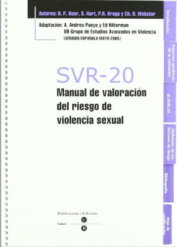 9788447527656: SVR-20 - Manual de valoracin del riesgo de violencia sexual + Bloc protocolos de 25 hojas (BIBLIOTECA UNIVERSITARIA)