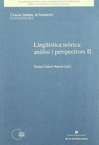 Beispielbild fr Lingstica terica: anlisi i perspectives II zum Verkauf von Iridium_Books