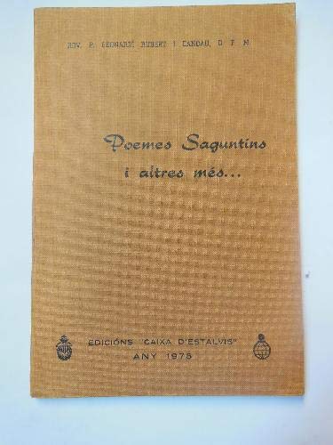 Stock image for POEMES SAGUNTNS I ALTRES MS. for sale by Librera Gonzalez Sabio