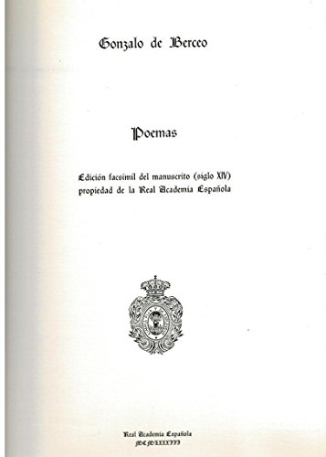 POEMAS. EDICION FACSIMIL DEL MANUSCRITO (S. XIV) PROPIEDAD DE LA REAL ACADEMIA ESPAÑOLA [ENCUADER...