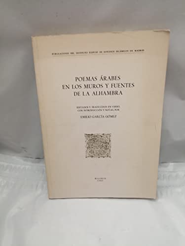 9788460041344: Poemas rabes en los muros y fuentes de la Alhambra