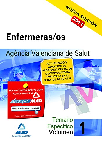 9788467653809: Enfermeras/os (ATS/DUE) de la Agencia Valenciana de Salud. Temario parte especfica. Volumen I