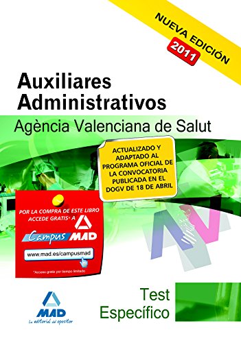 Stock image for Auxiliares Administrativos de la Agencia Valenciana de Salud. Test de la Parte Especfica. for sale by Hamelyn