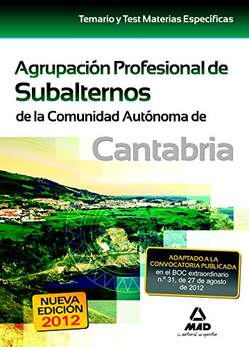 9788467685480: Agrupacin Profesional de Subalternos, Comunidad Autnoma de Cantabria. Temario y test materias especificas