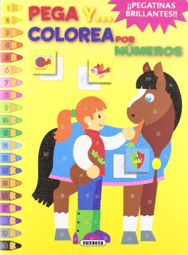 Imagen de archivo de PEGA Y. COLOREA POR NMEROS (4 TTULOS) PEGATINAS BRILLANTES!! a la venta por Zilis Select Books