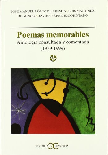 Beispielbild fr POEMAS MEMORABLES ANTOLOGIA COMENTADA DE LA POESA ESPAOLA (1939-1999) zum Verkauf von Zilis Select Books