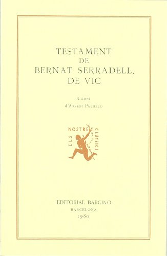 Imagen de archivo de Testament de Bernat Serradell de Vic a la venta por Iridium_Books