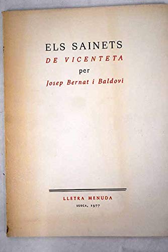 9788472561243: Els sainets de Vicenteta (Lletra menuda)