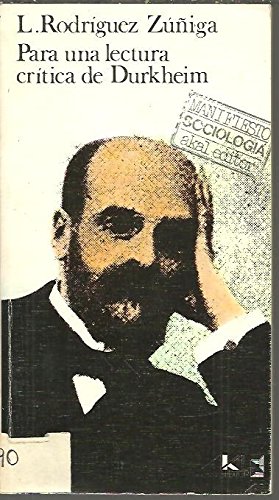 9788473393737: PARA UNA LECTURA CRITICA DE DURKHEIM (MANIFIESTO)