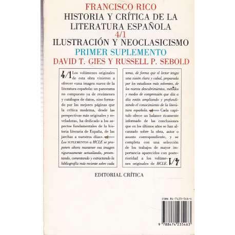 Stock image for Historia y Critica de La Literatura Espa~nola for sale by ThriftBooks-Atlanta