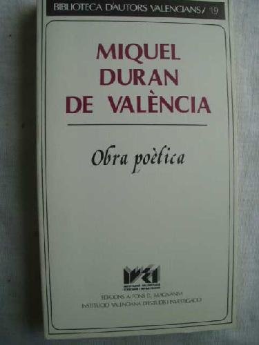 Stock image for Obra poetica/miquel duran de valencia for sale by Iridium_Books