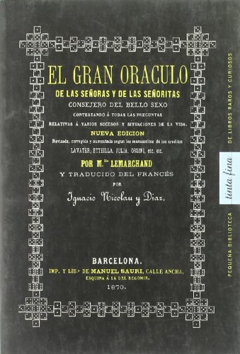 Stock image for EL GRAN ORACULO DE LAS SEORAS Y DE LAS SEORITAS for sale by Librera Races