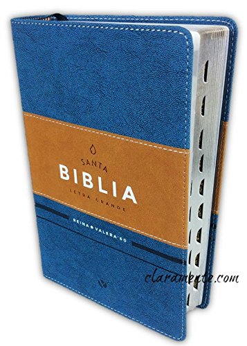 Imagen de archivo de Santa Biblia Letra Grande con Concordancia y Referencia, Reina-Valera 1960, piel italiana duotono azul y caf con ndice a la venta por Iridium_Books