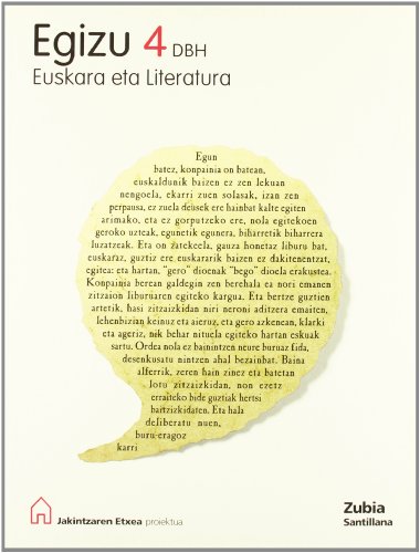 9788481478327: Egizu Euskara Eta Literatura 4 Dbh Jakintzaren Etxea Euskera Zubia