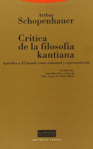 Crítica de la Filosofía Kantiana : Apéndice a el Mundo Como Voluntad y Representación