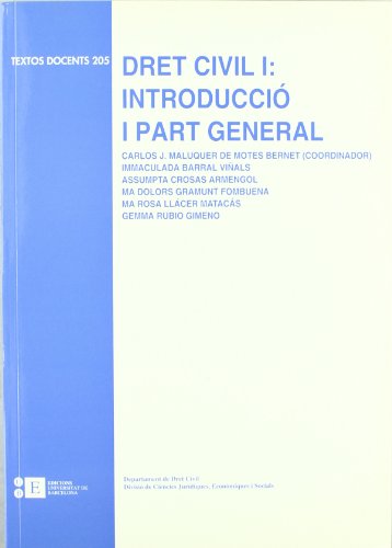 Imagen de archivo de Dret civil I: Introduccio i part general a la venta por MARCIAL PONS LIBRERO